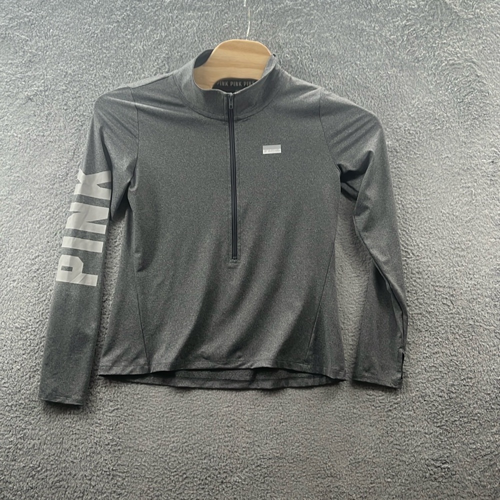 Victoria secret PINK pullover top halfzip athletic sport with thumb holes size L